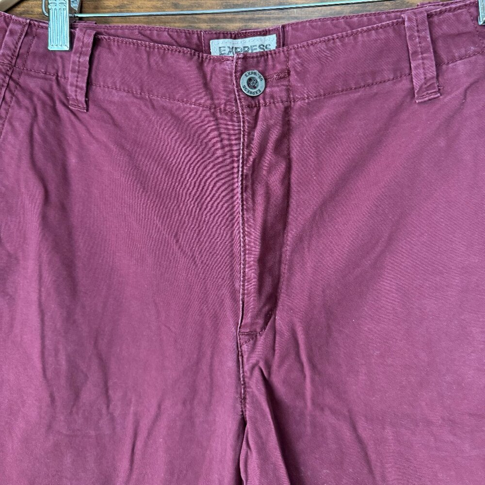 Express Maroon Flat Front Shorts Size 36